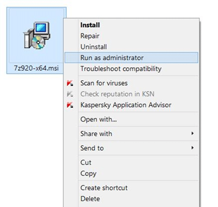 Como executar o arquivo MSI como administrador no prompt de comando no Windows 3 Adicionar opção Executar como administrador para MSI