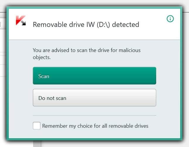 Como fazer o Kaspersky verificar automaticamente unidades removíveis USB 2 Verifique automaticamente unidades externas no Windows com o Kaspersky