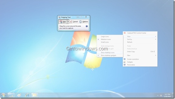 Como tirar instantâneos do menu de contexto usando a ferramenta de recorte