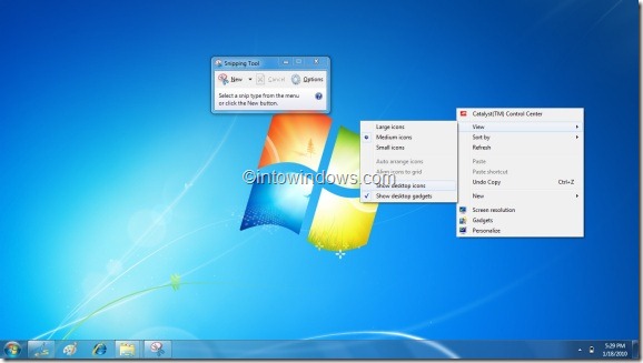 Como tirar instantâneos do menu de contexto usando a ferramenta de recorte