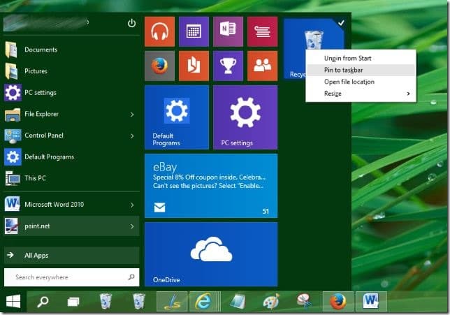 Windows 10 permite fixar a lixeira na barra de tarefas 4 Windows 10 permite fixar a lixeira na barra de tarefas
