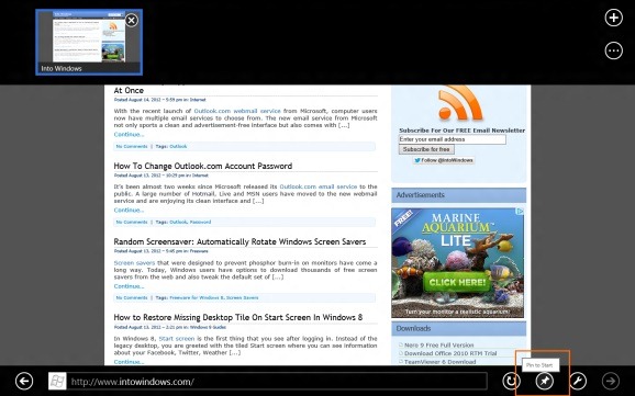 Como fixar páginas da Web na tela inicial no Windows 8 2 Como fixar páginas da Web na tela inicial no Windows 8