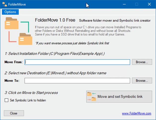 FolderMove: Mover programas e jogos instalados no Windows 10 1 Mover Pasta