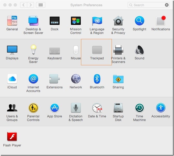 Para ativar ou desativar um gesto do trackpad