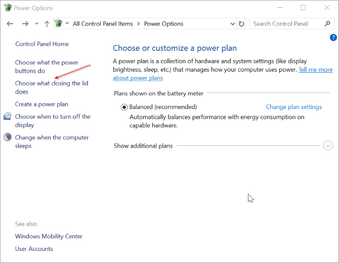 Como hibernar o Windows 10 ao fechar a tampa do laptop 2 Hibernar laptop Windows 10 quando você fecha a tampa