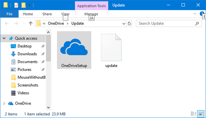 Restaurar o ícone do OneDrive ausente usando o arquivo de configuração