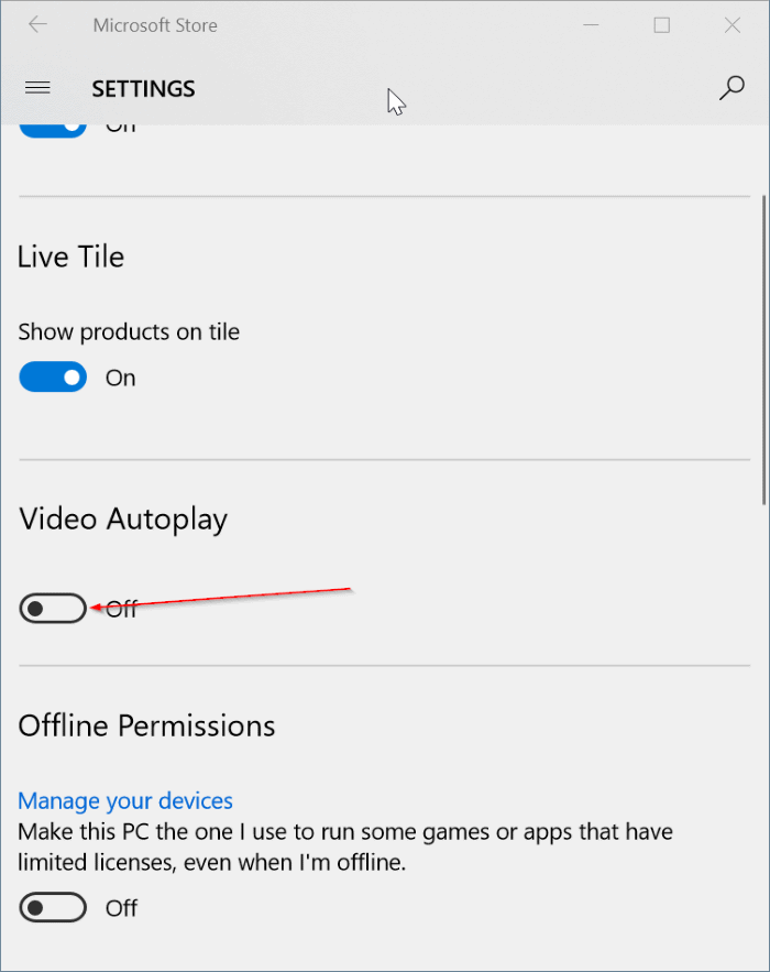 Impedir que os vídeos sejam reproduzidos automaticamente na Windows Store no Windows 10 3 Impedir que os vídeos sejam reproduzidos automaticamente na Windows 10 Store