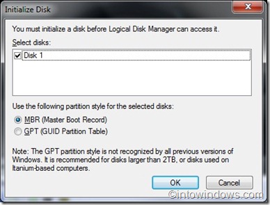 inicializar Como criar, anexar e desanexar um disco rígido virtual (VHD) no Windows 7