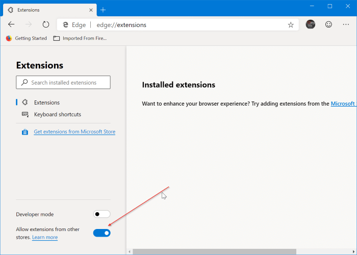 Instale extensões do Chrome no Microsoft Edge pic1