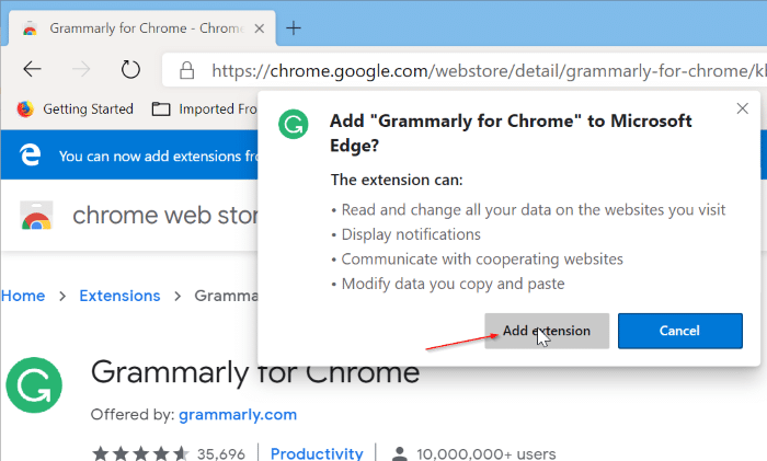 Instale extensões do Chrome no Microsoft Edge pic5