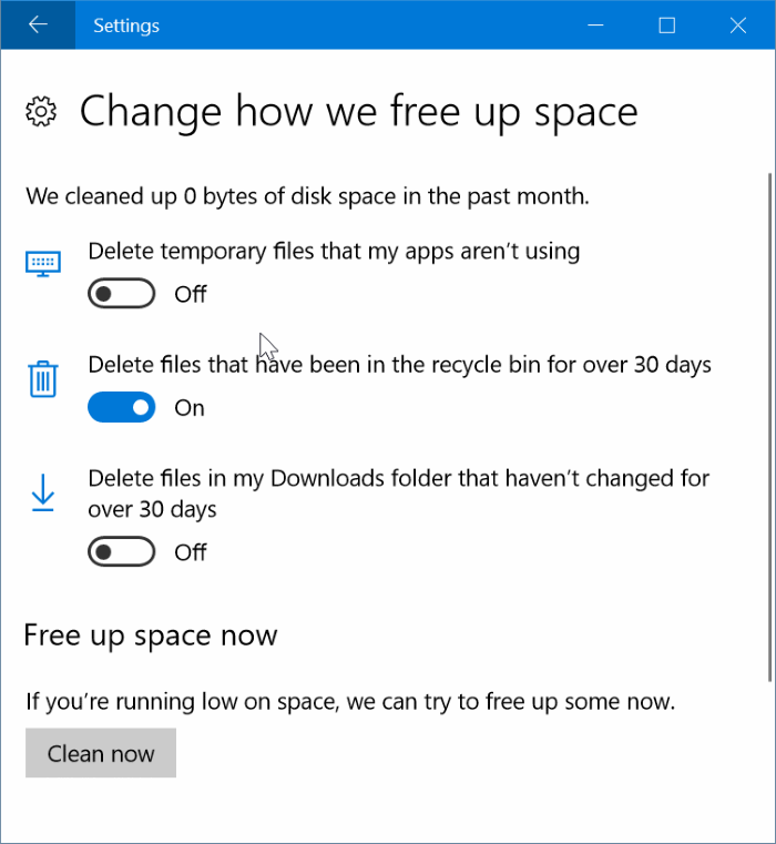 Excluir automaticamente arquivos com mais de 30 dias da lixeira no Windows 10 3 Excluir automaticamente arquivos com mais de 30 dias da Lixeira do Windows 10