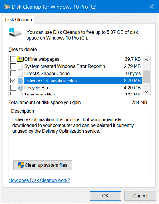 18 maneiras de liberar espaço em disco no Windows 10 15 Excluir arquivos de otimização de entrega
