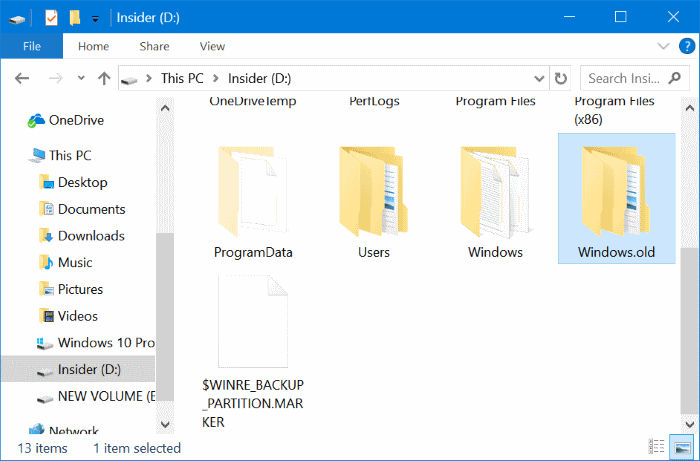 18 maneiras de liberar espaço em disco no Windows 10 8 Excluir pasta Windows.old