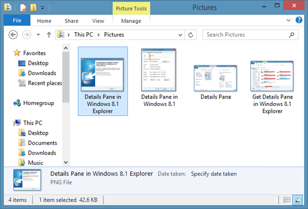 Como mover o painel de detalhes para a parte inferior no Windows 8.1 File Explorer