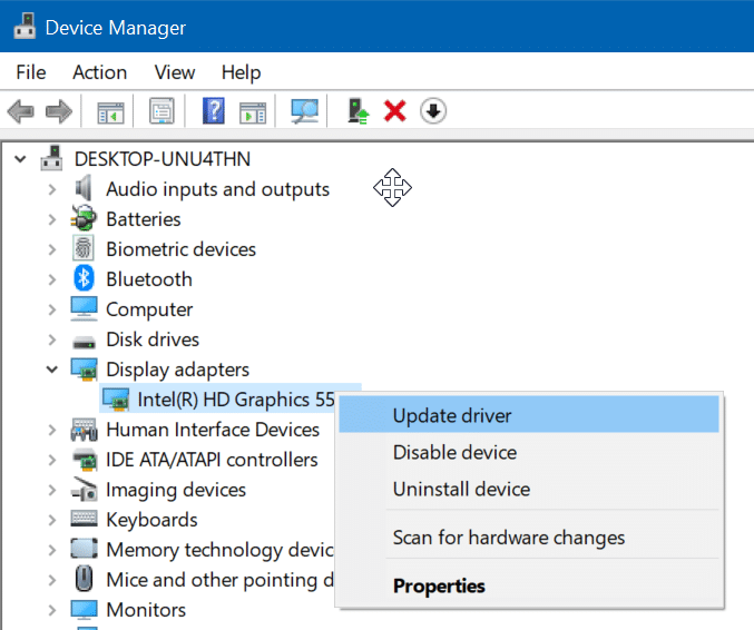 Atualizar driver de vídeo