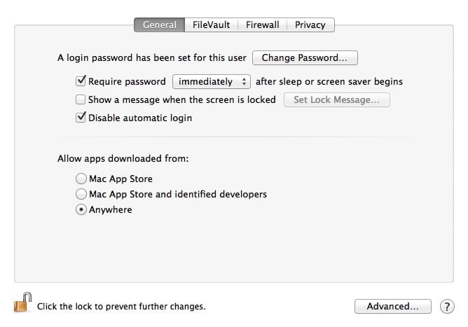 Configure o GateKeeper para permitir o download de aplicativos de qualquer lugar
