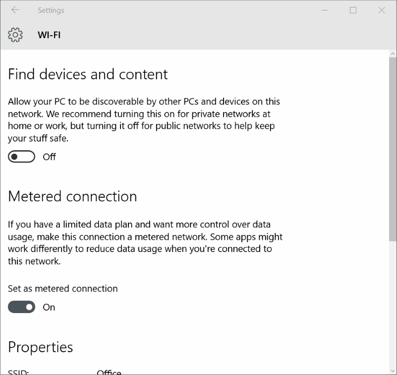 Verifique se você está conectado a uma conexão limitada