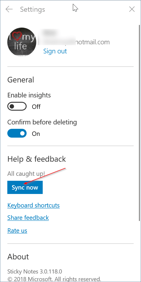 Sincronize notas autoadesivas manualmente