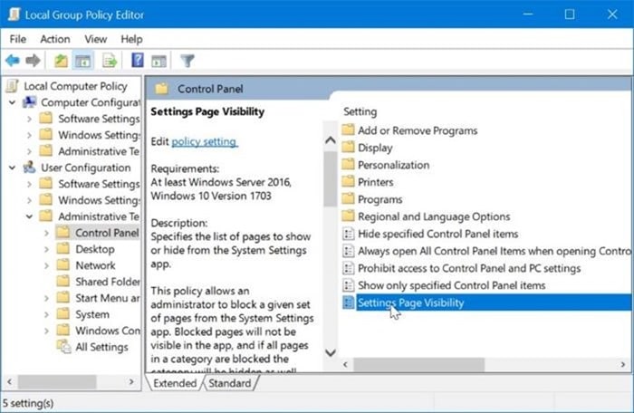 3 maneiras de ocultar páginas específicas do aplicativo de configurações no Windows 10 2 Desative ou bloqueie páginas específicas no aplicativo Configurações