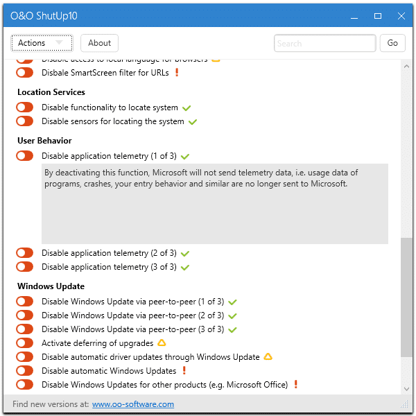 O&O ShutUp10 para Windows 10