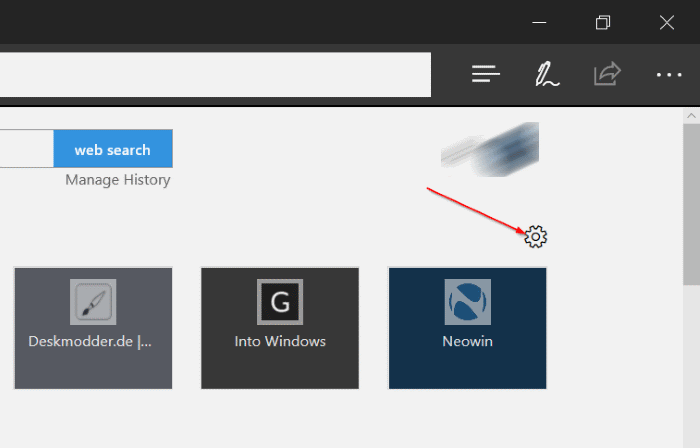 Personalizando a nova página da guia no navegador Edge