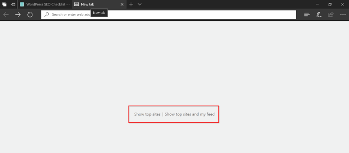Personalizando a nova página da guia no navegador Edge