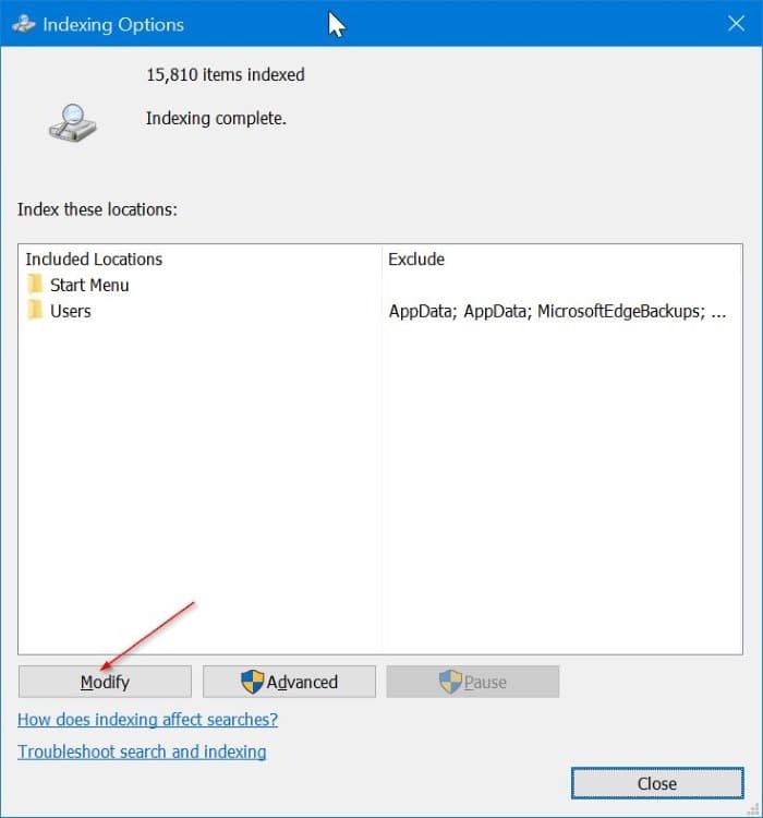 Adicionar manualmente novos locais ao índice de pesquisa