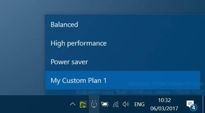 Comutador de plano de energia: altere rapidamente o plano de energia no Windows 10 na barra de tarefas 1 Aplicativo Power Plan Switcher para Windows 10