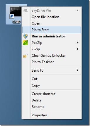 Como fixar o prompt de comando com direitos de administrador na tela inicial 8 Como fixar o prompt de comando com direitos de administrador na tela inicial