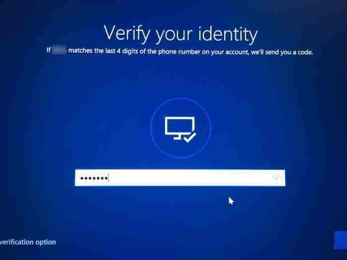Redefinir a senha da conta da Microsoft na tela de login no Windows 10