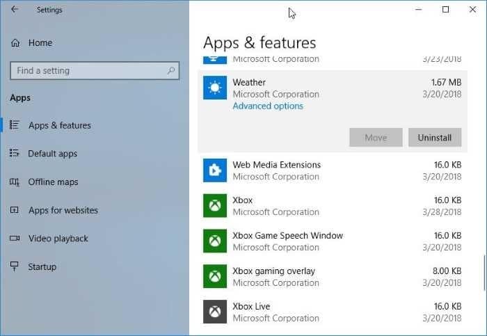 Redefinir/reinstalar o aplicativo Weather no Windows 10