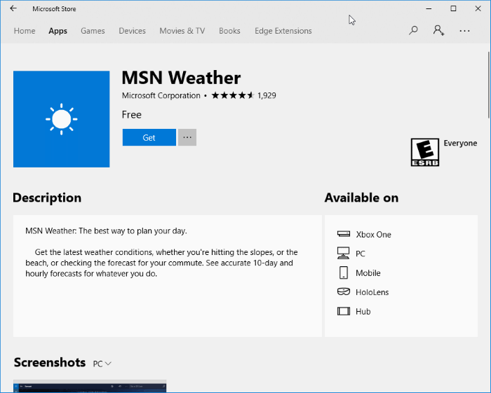 Desinstalando manualmente o Weather e depois instalando