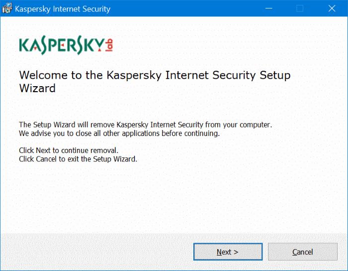 Reinstale o Kaspersky sem o código de ativação