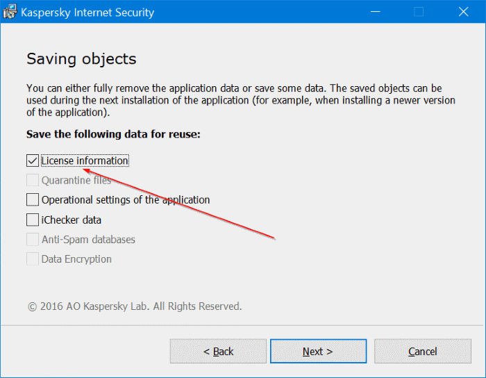 Reinstale o Kaspersky sem o código de ativação