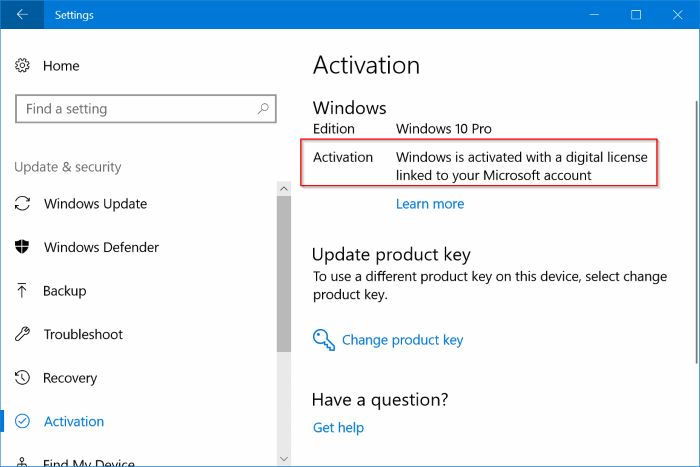 Ativando após reinstalar o Windows 10