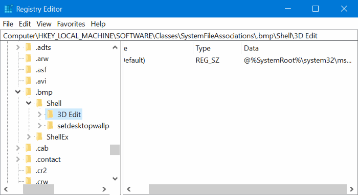 Remova a opção “Editar com Paint 3D” do menu de contexto no Windows 10 4 Remover Edith com a opção Paint 3D via Registro