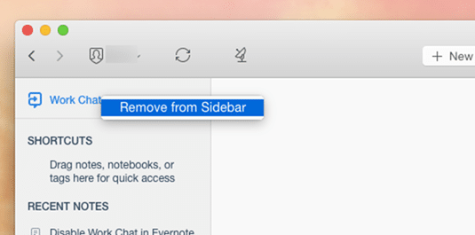 Como desativar o recurso de bate-papo de trabalho do Evernote 6 Remova o Work Chat do Evernote no Mac OS X
