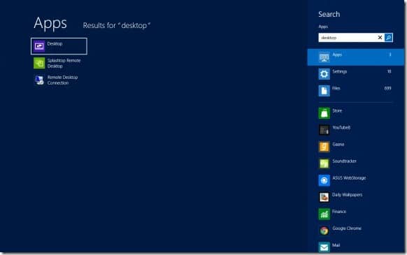 Como restaurar o bloco da área de trabalho ausente na tela inicial no Windows 8