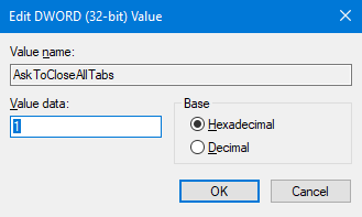 Ative "Deseja fechar todas as guias?"  prompt no Edge