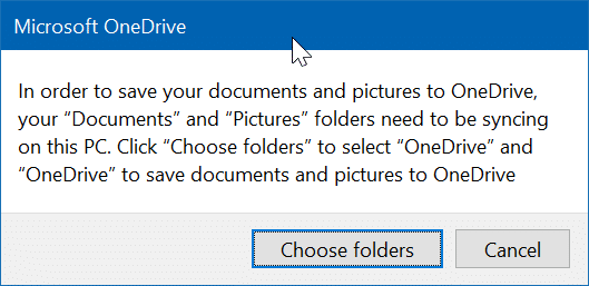 Salve as pastas da área de trabalho, documentos e imagens no OneDrive no Windows 10