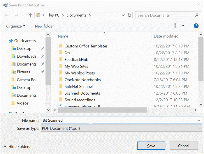 Salve arquivos digitalizados como PDF usando o Windows Fax & Scan