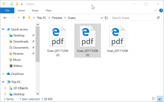 Salve arquivos digitalizados como PDF usando o Windows Scan
