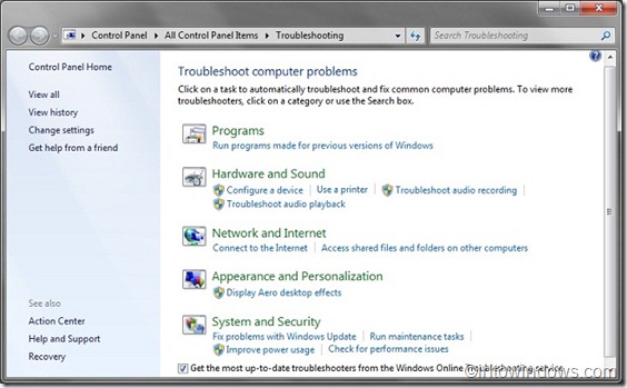 Solucionando problemas do Windows 7 usando solucionadores de problemas integrados