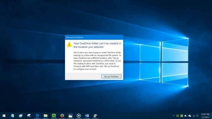 Correção: sua pasta do OneDrive não pode ser criada no local selecionado
