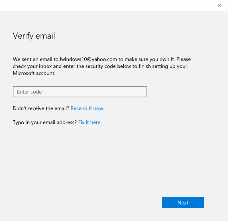 Como verificar o endereço de e-mail da conta da Microsoft no Windows 10 2 Conclua a configuração da notificação da sua conta