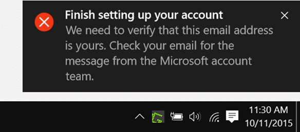 Como verificar o endereço de e-mail da conta da Microsoft no Windows 10 1 Conclua a configuração da notificação da sua conta