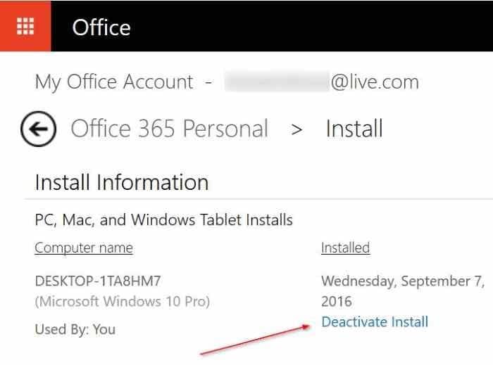 Transferir o Office 365 para outro PC ou computador Windows