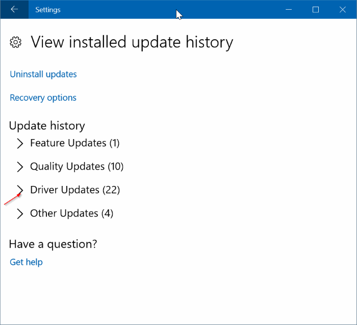 Como visualizar atualizações de driver instaladas recentemente no Windows 10 3 Exibir atualizações de driver instaladas recentemente no Windows 10