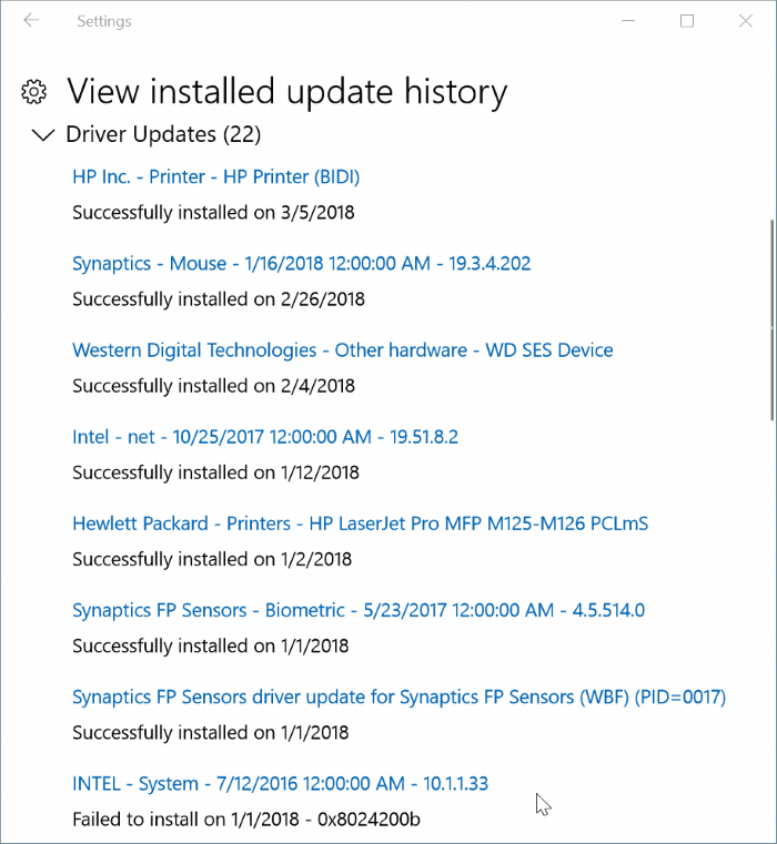 Como visualizar atualizações de driver instaladas recentemente no Windows 10 4 Exibir atualizações de driver instaladas recentemente no Windows 10