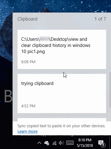 Exibir o histórico da área de transferência no Windows 10